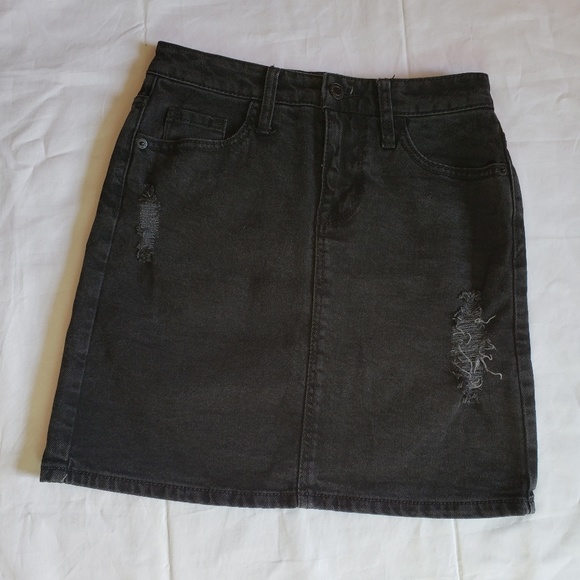 Mossimo Supply Co. Dresses & Skirts - Mossimo Distressed Black Denim Skirt